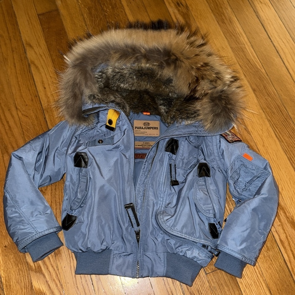 Parajumpers Kids masterpiece series Powder Blue Puffer Jacket with Fur-Trim Hood - Picture 6 of 16